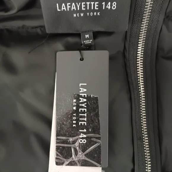 Lafayette 148 New York Long Black Mesh Polyester Vest Women size M. MV292R-7930